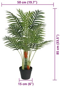 Palmeira artificial com 3 troncos 85 cm PP verde