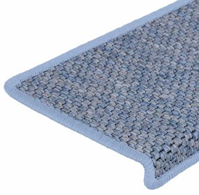 Tapetes escada adesivos aspeto sisal 30 pcs 65x21x4 cm azul