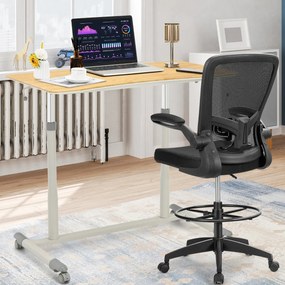 Mesa de computador em pé/sentado com altura ajustável com 4 rodas para quarto de escritório doméstico 95 x 52 x 70-107 cm Natural