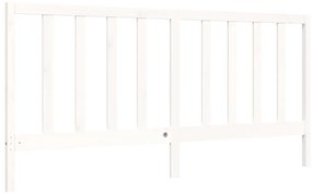 Estrutura de cama com cabeceira 200x200cm madeira maciça branco