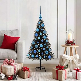 vidaXL Árvore de Natal com 150 LEDs com suporte Preto 120 cm PVC