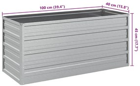 Canteiro elevado de jardim 100x40x45cm aço galvanizado prateado