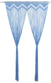 vidaXL Cortina macramé 140x240 cm algodão azul