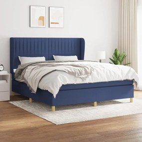 vidaXL Cama com molas/colchão 160x200 cm tecido azul