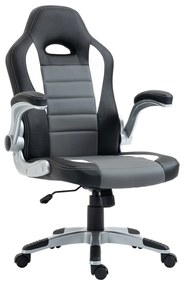 HOMCOM Cadeira de escritório ergonômica Altura ajustável apoio de Braço dobrável com 5 rodas Carga 120 kg 65x69x112-122 cm cinza | Aosom Portugal