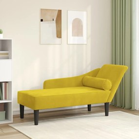 Chaise longue com almofadões veludo amarelo