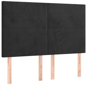 Cabeceira cama c/ LED veludo 144x5x118/128 cm preto