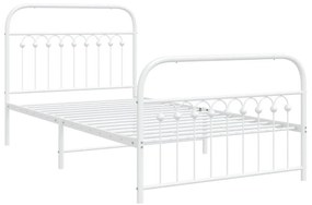 Estrutura de cama com cabeceira e pés 100x200 cm metal branco