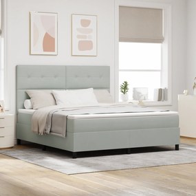 Cama Box com Colchão vidaXL Cinza Claro Super King Veludo
