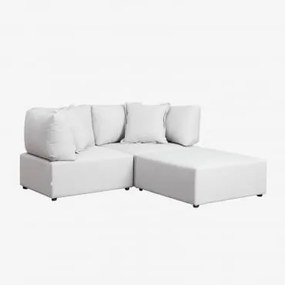 Sofá Modular De 2 Peças Com 2 Poltronas De Canto E Puff Kata Creme Bege - Sklum