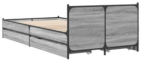 Estrutura de cama c/ gavetas derivados madeira cinza sonoma