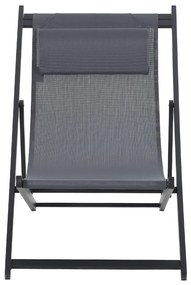 Outsunny Conjunto de 2 Espreguiçadeiras Dobráveis com Encosto Reclinável em 5 Posições e Apoio para a Cabeça Acolchoado 96,5x58x91,5cm Cinza Escuro