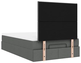 Estrutura cama otomana colchão 120x200cm tecido cinzento escuro