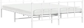 Estrutura de cama com cabeceira e pés 150x200 cm metal branco