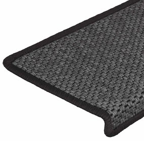 Tapetes escada adesivos aspeto sisal 30pcs 65x21x4 cm antracite