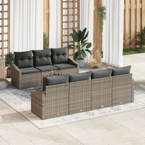 Conjunto de Sofá de Jardim de 8 Peças com Almofadas Cinza Rattan Sinté
