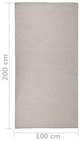 Tapete de tecido plano p/ exterior 100x200 cm cinza-acastanhado