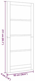 Porta Interior "ORKDAL" Branca 93x211x4 cm Porta Sólida de Madeira de