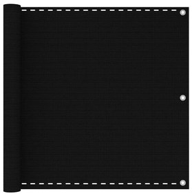 vidaXL Tela de varanda 90x500 cm PEAD preto