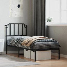 Estrutura de cama com cabeceira 80x200 cm metal preto