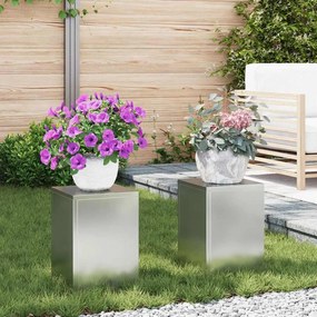 vidaXL Suportes para Plantas Externos Pilar 2 pcs 24x24x35 cm Aço Galvanizado