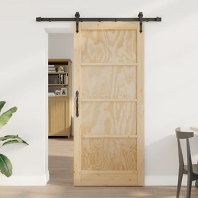 vidaXL Porta Deslizante com Conjunto de Ferragens 'ORKDAL'Madeira Maciça Pinus
