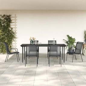 vidaXL 7 pcs conjunto de jantar para jardim aço e textilene preto
