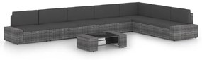 vidaXL 8 pcs conjunto lounge de jardim c/ almofadões vime PE cinzento