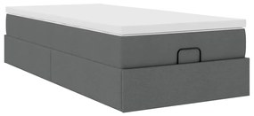 Estrutura cama otomana colchão 90x200 cm tecido cinzento escuro