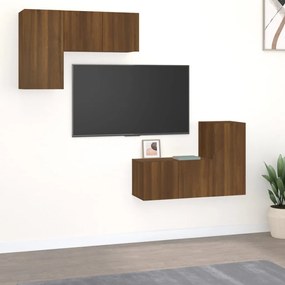 vidaXL Conjunto móveis de TV 4pcs madeira processada carvalho castanho