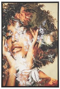 Quadro com motivo de figura feminina e flores multicolor 63 x 93 cm CIVAGO Beliani