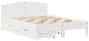 Cama sem colchão 150x200 cm madeira de pinho maciça branco