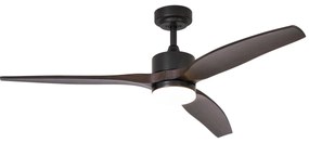 Ventilador de teto preto com impressão de madeira 132cm incl. LED regulável com controle remoto - Joly Moderno