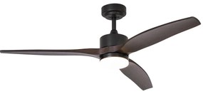 Ventoinha de Teto Preto com Padrão de Madeira 132cm Incl. LED Regulável com Controlo Remoto - Joly