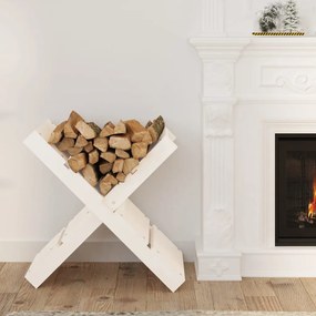 vidaXL Suporte de lenha 47x39,5x48 cm madeira de pinho maciça branco