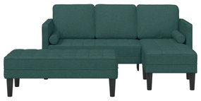 Conjunto de Sofá 2 peças com Almofadas Tecido Verde Escuro