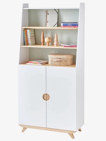 Oferta do IVA - Estante-biblioteca, 2 portas, com prateleiras, Moonlight branco claro liso