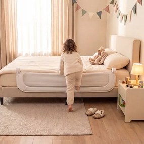 Barreira segurança dobrável para camas infantis, ajustável 148 x 36 x 60 cm (C x L x A), com capa removível em tecido Oxford, base em U, com correia e