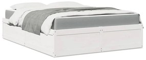 vidaXL Cama com colchão 160x200 cm madeira de pinho maciça branco