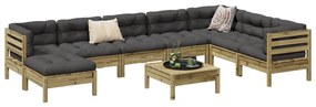 vidaXL 9 pcs conjunto sofás de jardim c/ almofadões pinho impregnado