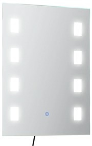 kleankin Espelho Casa de Banho com Luz LED 14,5W com Função Antiembaciamento Interruptor Tátil e Luzes Branco Frio 70x50 cm Prata | Aosom Portugal