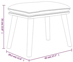 Apoio de pés45x29,5x35cm tecido/couro artificial cinzento-claro