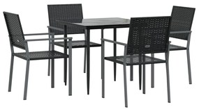 5 pcs conjunto de jantar p/ jardim vime PE e aço