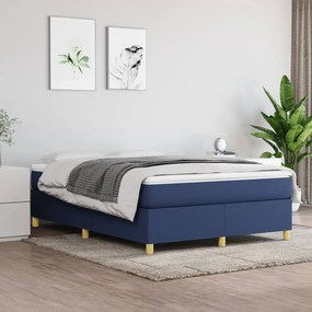 vidaXL Estrutura de cama com molas 140x190 cm tecido azul