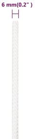 Corda de barco 6 mm 25 m polipropileno branco completo