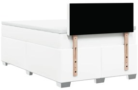 Cama com molas/colchão 120x200 cm couro artificial branco