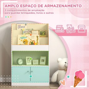 Estante para Brinquedos Infantil Estante para Crianças de 3 a 8 Anos para Brinquedos Sapatos Livros 60x29,5x100 cm Branco