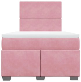 Cama boxspring com colchão 120x190 cm veludo rosa