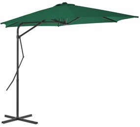 vidaXL Guarda-sol de exterior com poste de aço 300 cm verde