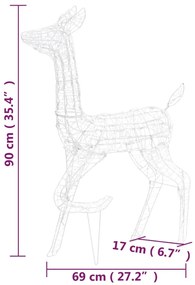 Família de renas decorativa 160 luzes LED azuis acrílico